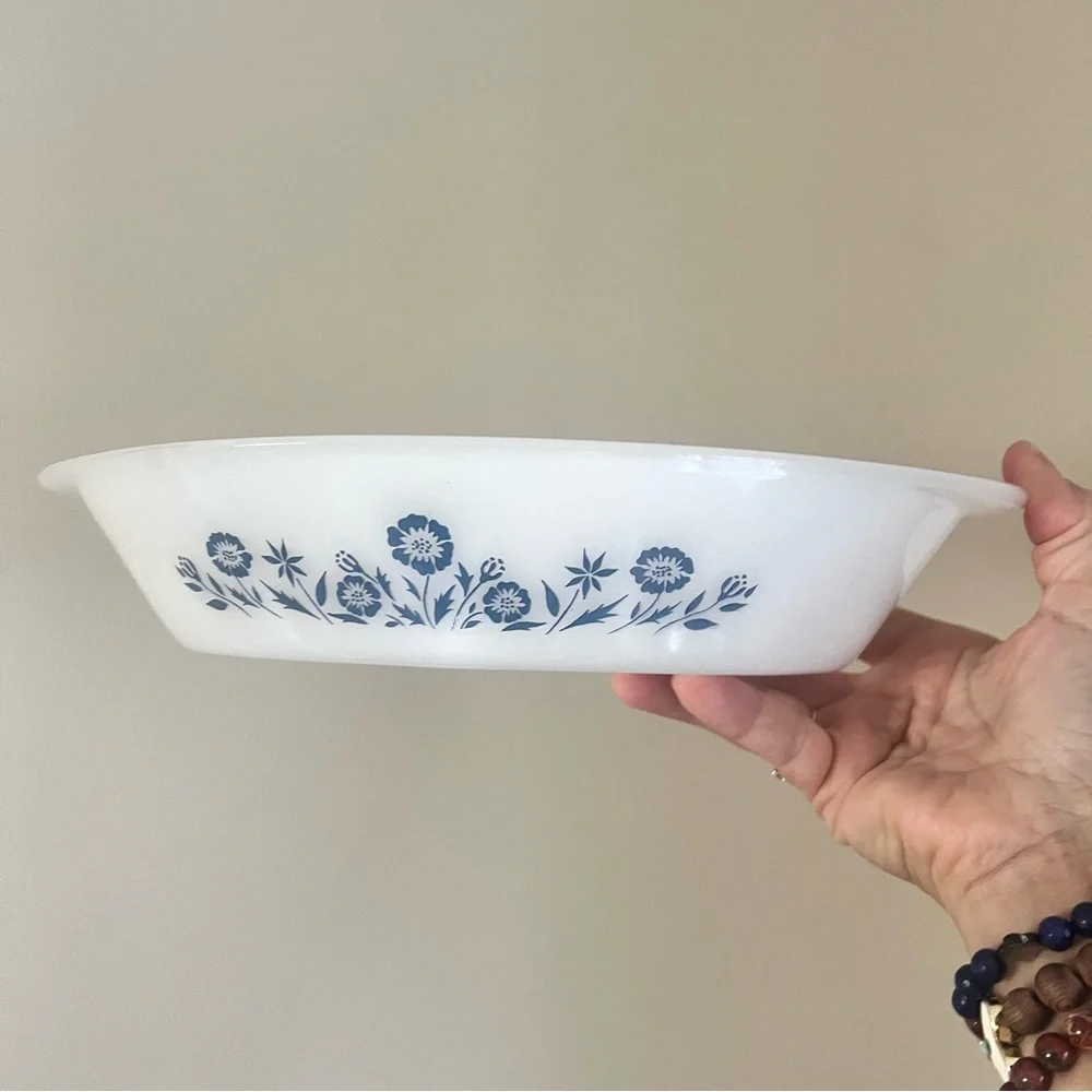 White Glasbake Cornflower separated dish 1965 pattern good condition no …